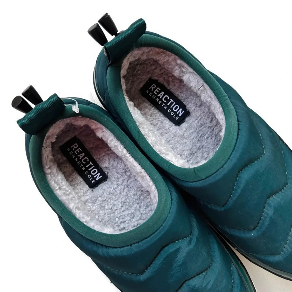 Kenneth Cole Reaction Ankir Quilted Green Slip On Shoes Mens 8 Faux Shearling